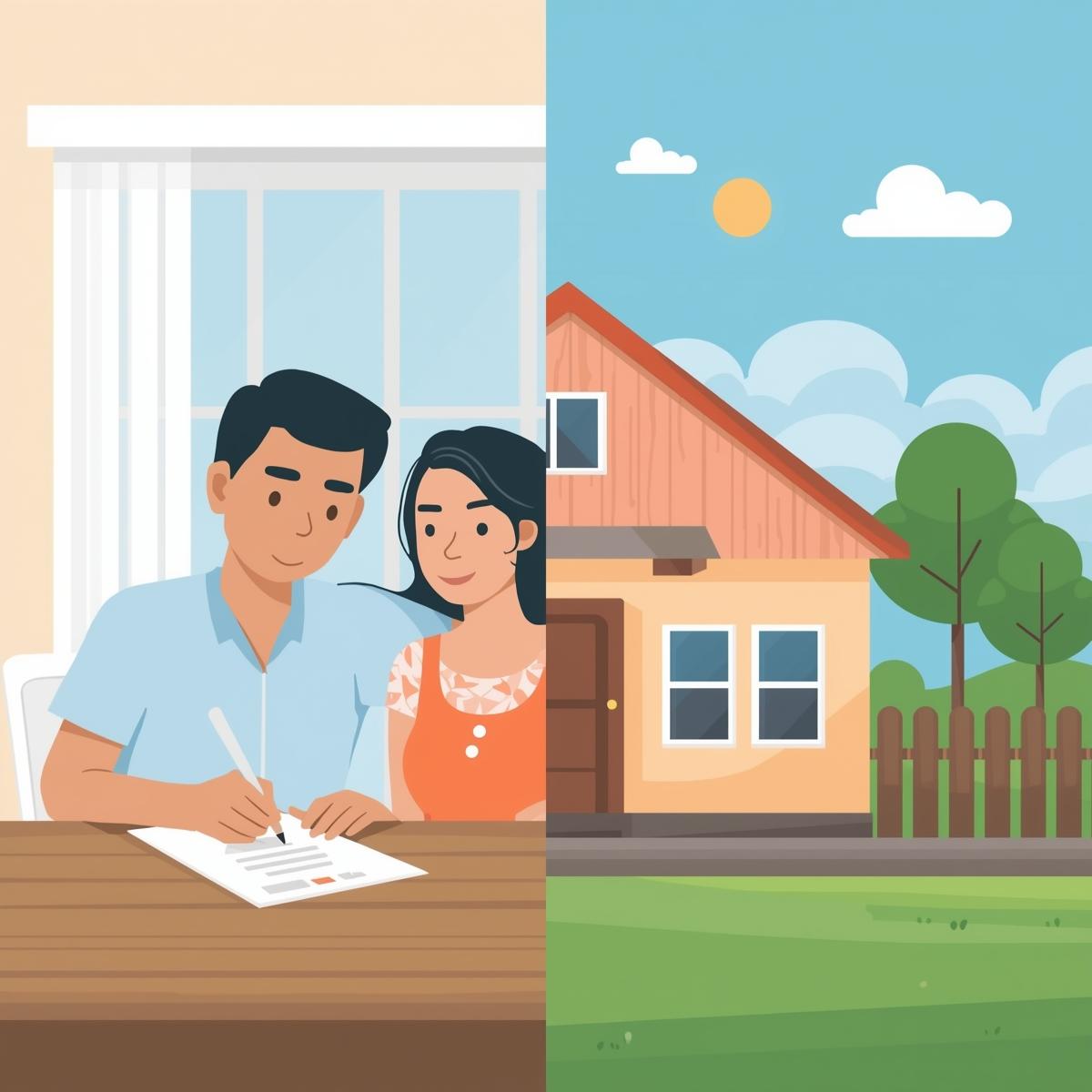 {title} Illustration showing BSP rate cuts influencing Pag-IBIG and bank housing loans in the Philippines.
